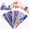 48Pcs 4th of July Party Favors Patriotic Decorations American Flag Slap Bracelets Rubber Wristbands